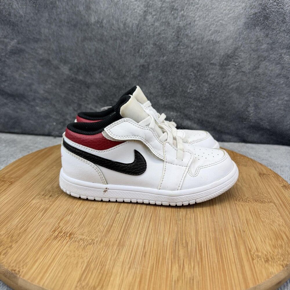 Jordan Air Jordan 1 Low Shoes Toddler Size 10C White Black Sneakers CI3436-118